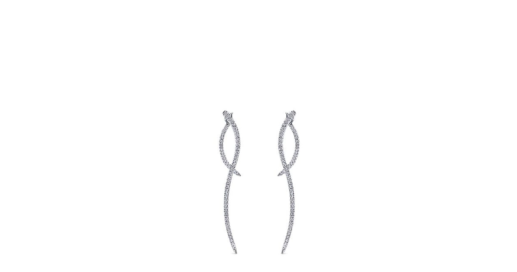 14k White Gold Drop Diamond Earrings