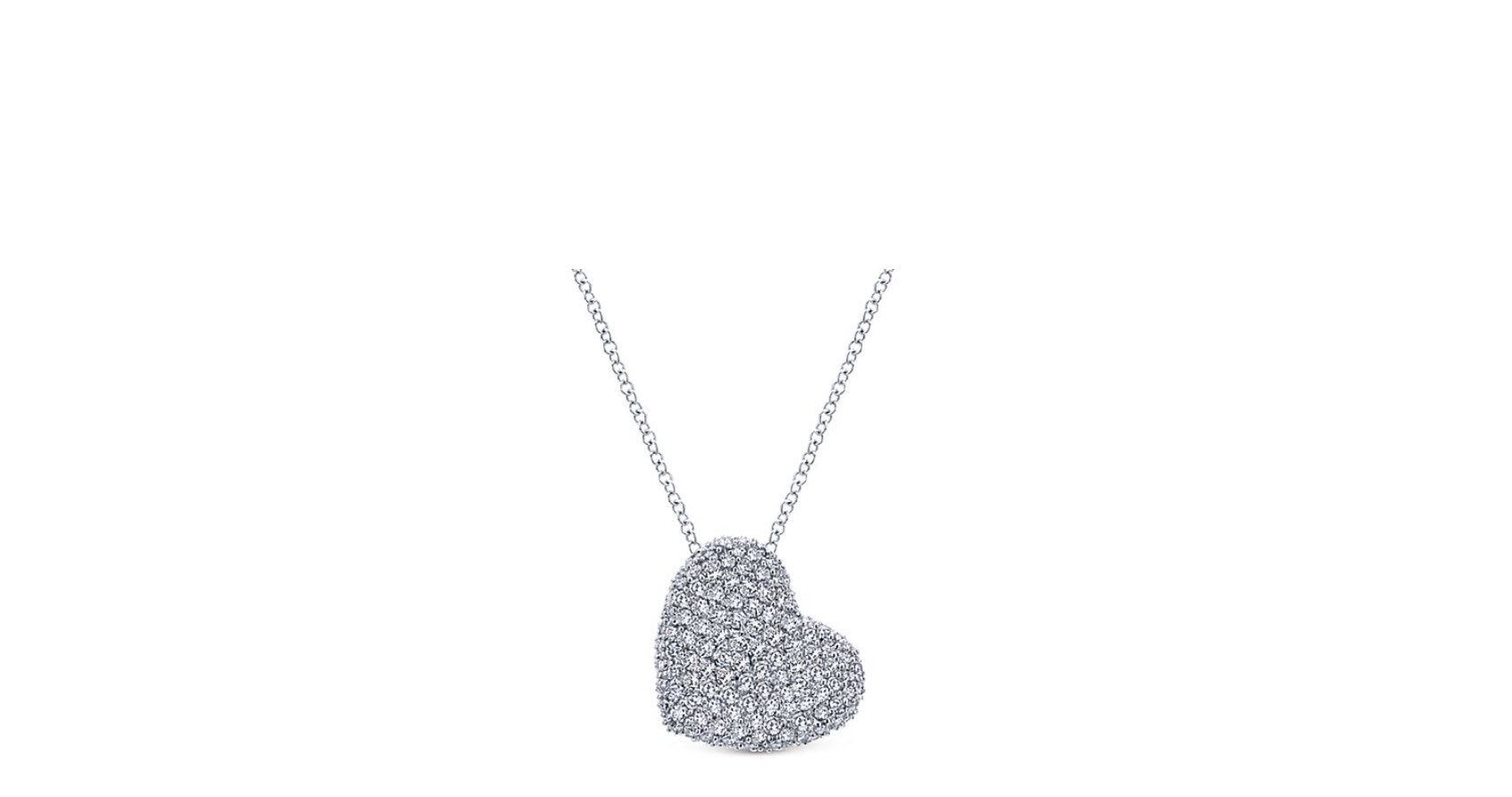 14k White Gold Heart Diamond Necklace