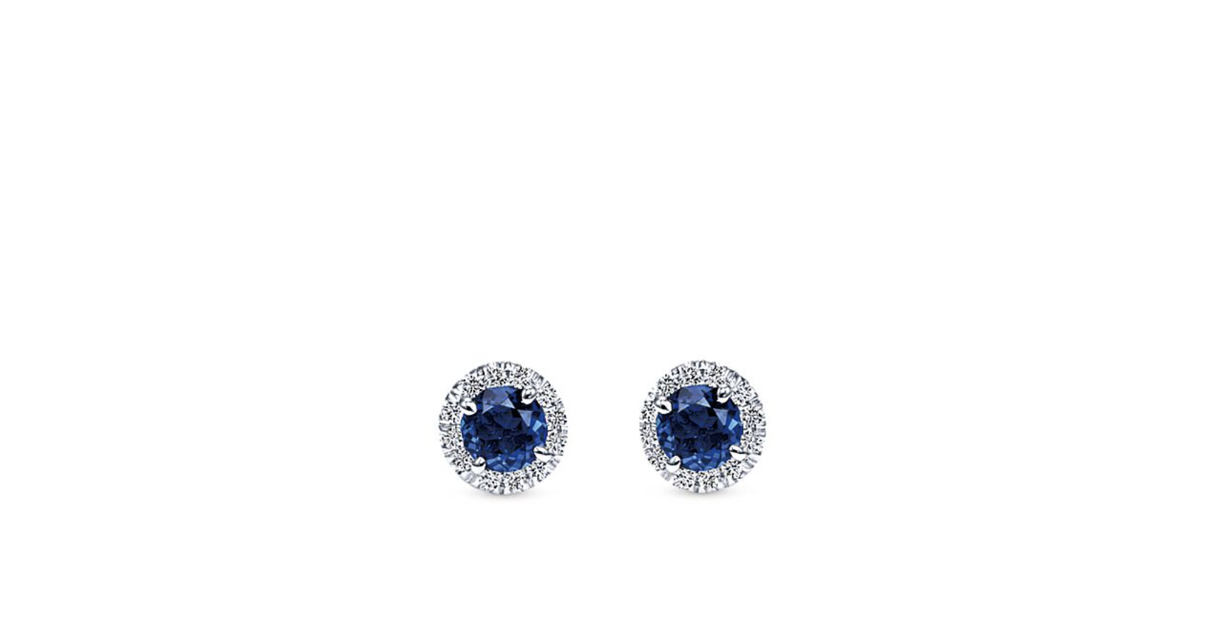 14k White Gold Stud Diamond A Quality Sapphire Earrings