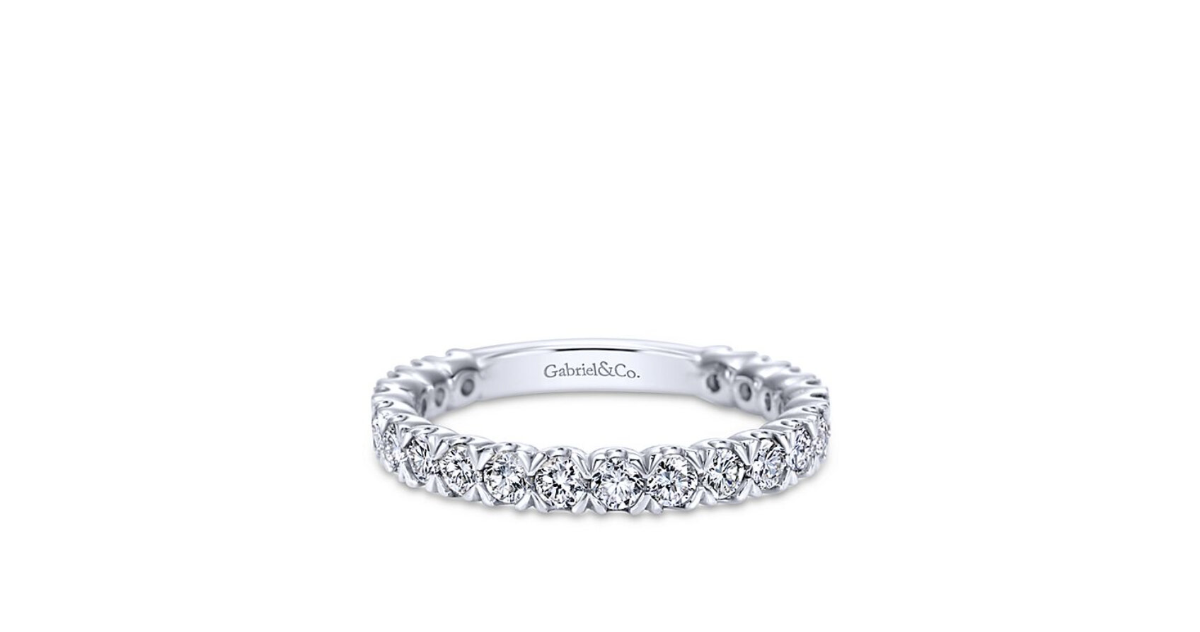 14k White Gold Round Straight Diamond Anniversary Band