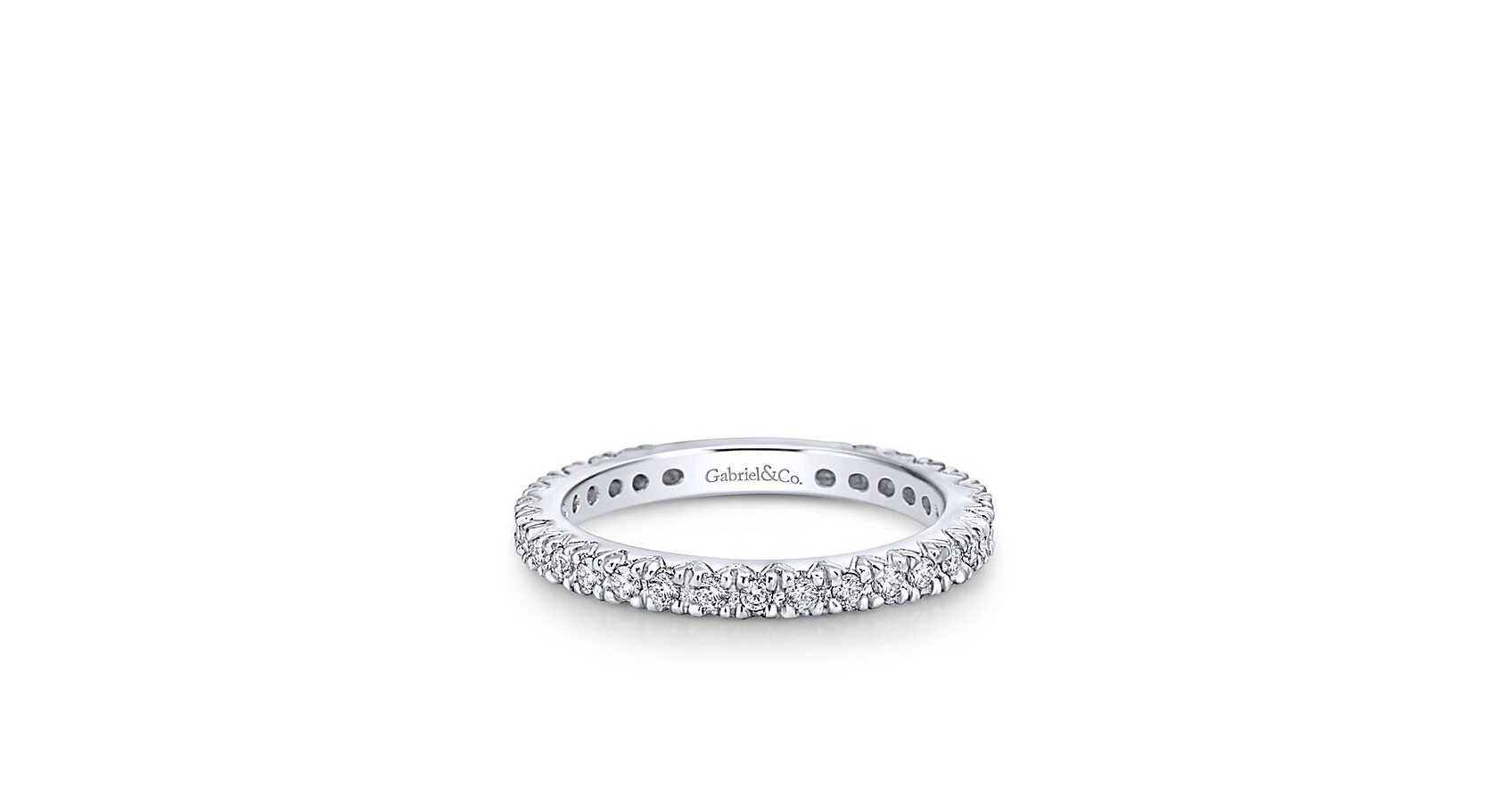 14k White Gold Round Straight Diamond Anniversary Band 