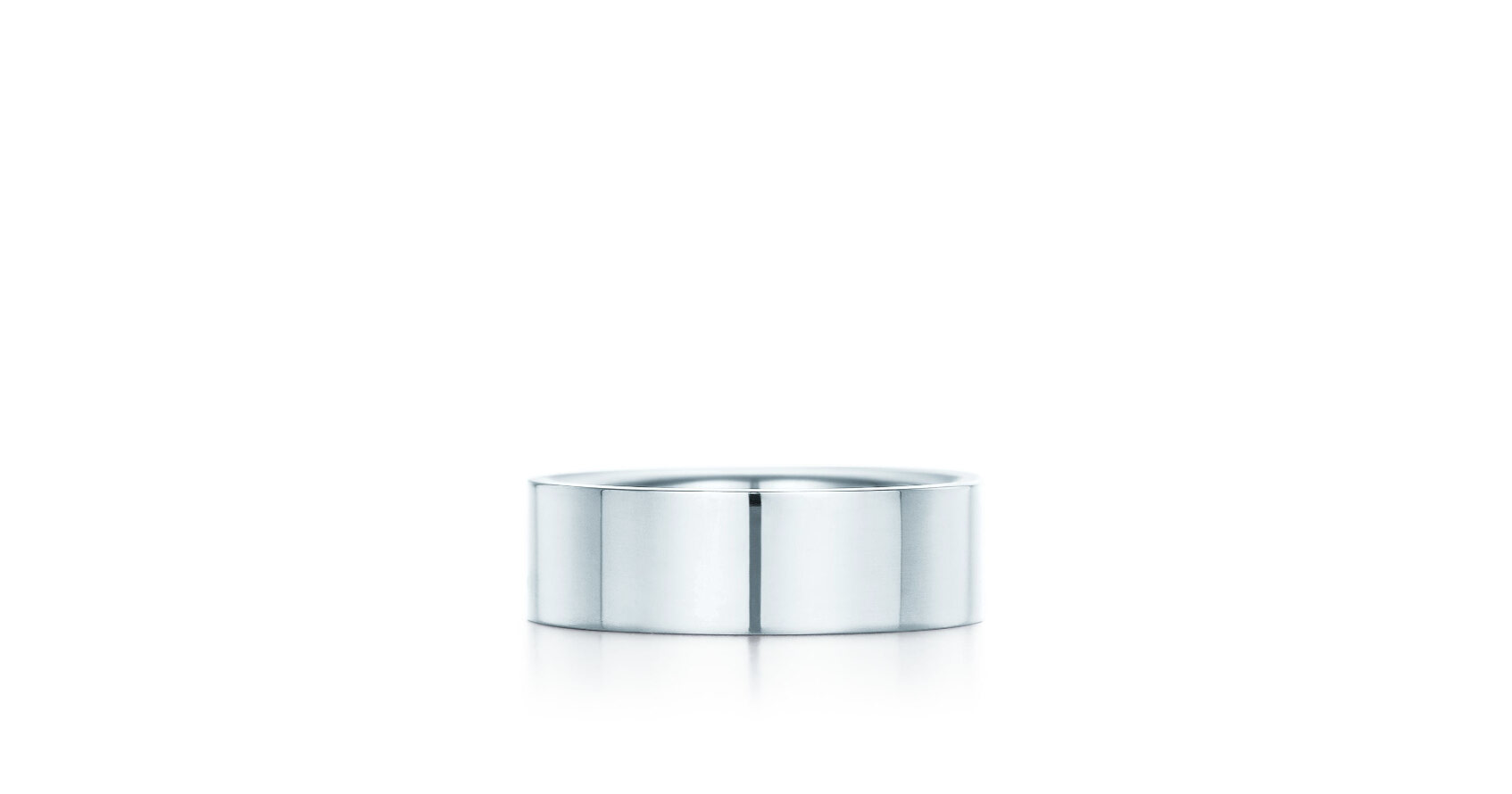 Mens white gold flat wedding band