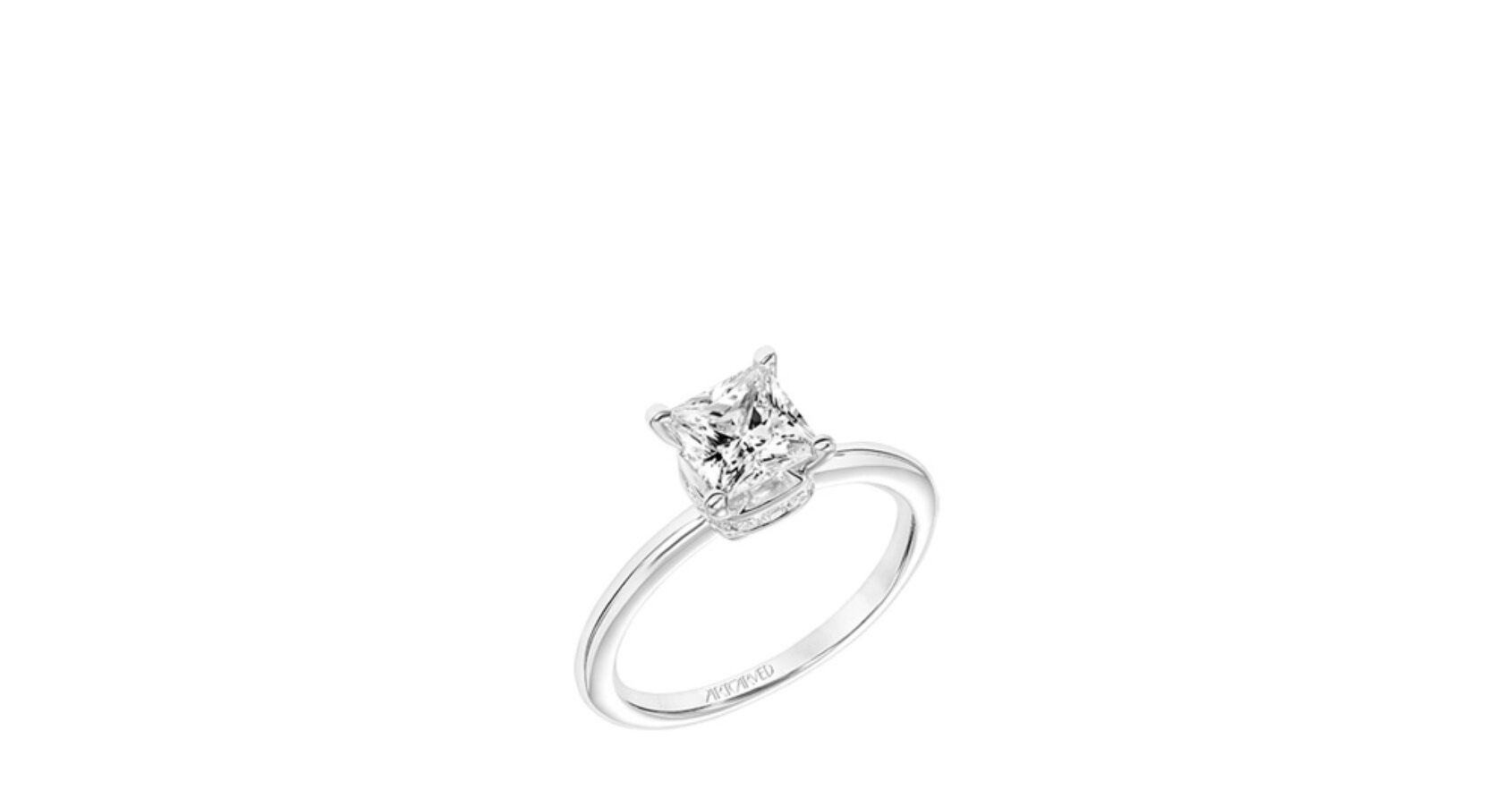 Princess diamond in a simple, timeless solitaire setting